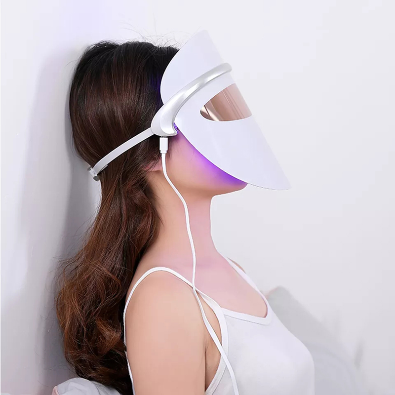 2022 LEDフェイスマスク光療法、7 LED光療法フェイシャルスキンケアマスク - にきびフォトンマスク用の青色&赤色光 - にきび減少のための韓国PDTテクノロジー